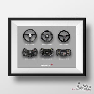 McLaren door de eeuwen heen: Stuurwielen - digitale tekening - F1 Race Car Wheels - 8 x 10 - Print - Formule1 Team Mc Laren