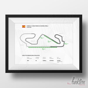 Circuit de Catalunya de Barcelone - Formula 1 Edition - carte de piste de course F1 - 8 x 10 imprimé - Espagne