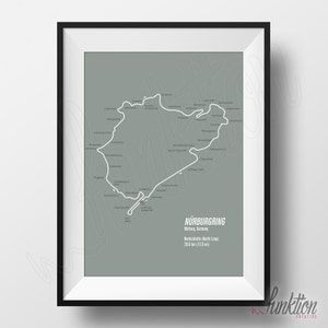 Nurburgring volledige Circuit afdrukken - digitale Download - F1 Race Track kaart - 8 x 10 - Nurburgring Nordschleife (Noord lus) Circuit in Duitsland