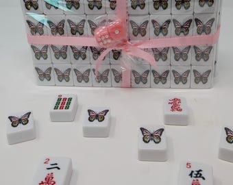 Fichas de mahjong de mariposa