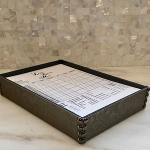 Gray Patterned Tone on Tone Canasta Pad Holder with Pads