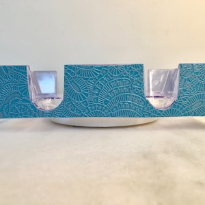 Bandeja de Canastra Paisley Turquesa com Tachas Prateadas