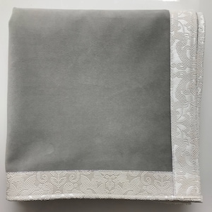 Silver Velvet with White Paisley Trim (S)