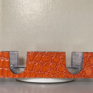Orange Crocodile Skin with Studs Rotating Canasta Tray