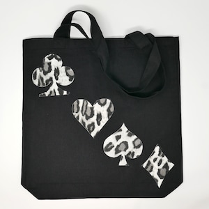 Cotton Tote Bag with Playing Card Suits Symbols