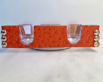 Oranje Krokodil huid met studs Canasta Tray
