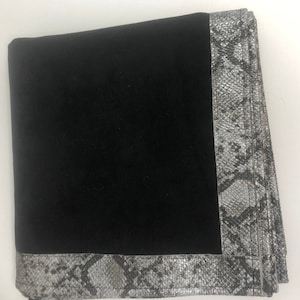 Black Velvet with Black / Silver Lizard Trim Table Cloth