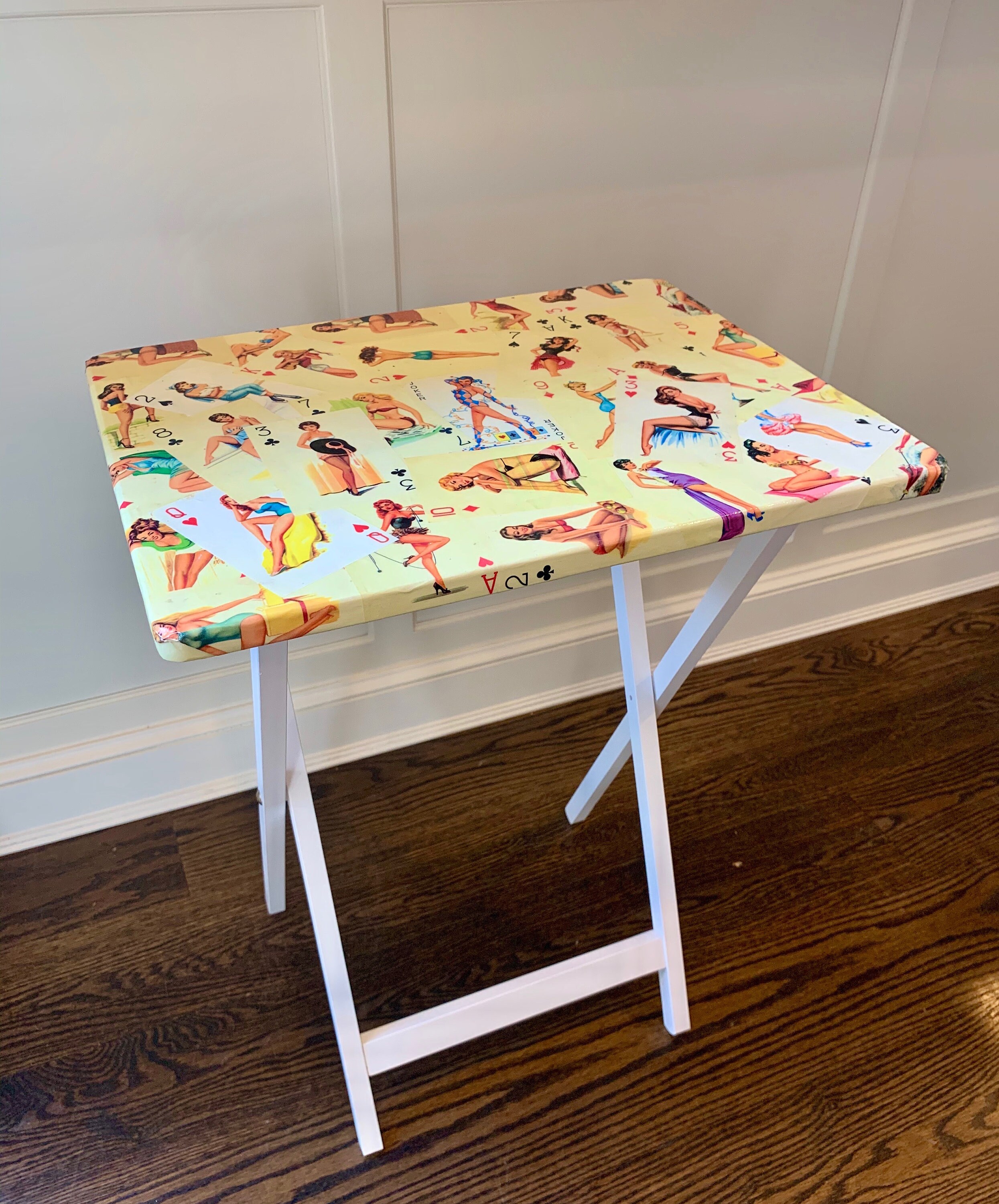 Foldable Snack Table Vintage Inspired Etsy