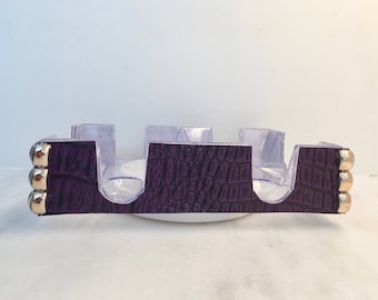 Purple Crocodile Skin with Studs Canasta Tray