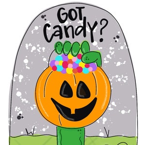 Halloween Zombie Hand Door Hanger-  Got Candy Door Decor-Spooky-Fall-Wreath-wood cut out-hand painted door hanger