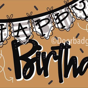 Birthday Kraft Banner - Hand Painted Party Banners - Kraft Party Decorations - Posters
