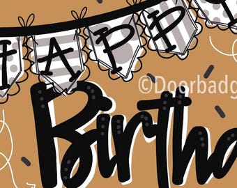 Pancarta de cumpleaños de papel kraft - Pancartas de fiesta pintadas a mano - Decoraciones de fiesta de papel kraft - Pósters