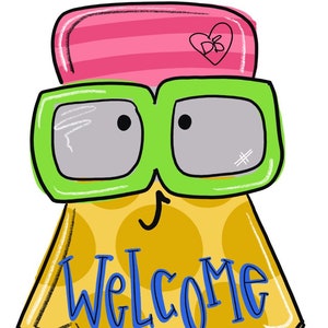 School Pencil and Funky sunglasses - back to school teacher gift - hand painted door hanger