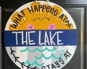 Lake Door Hanger - Boat door Decor - summer wreath - hand painted personalized door hanger
