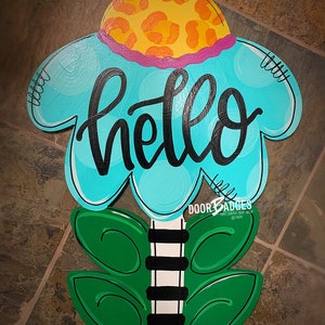 Flower door hanger, spring flower, summer flower wood cut out hand painted door hanger