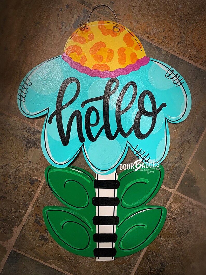 Flower Door Hanger Spring Flower Summer Flower Wood Cut Out Etsy