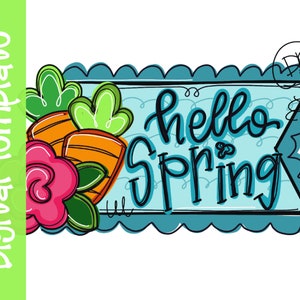 TEMPLATE: Hello Spring Pendant Door Hanger Download Template - Printable Template