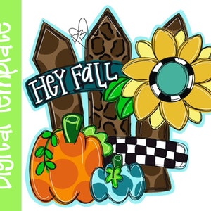 TEMPLATE: Fall Fence Sunflower Door Hanger Download Digital Template - Printable Template