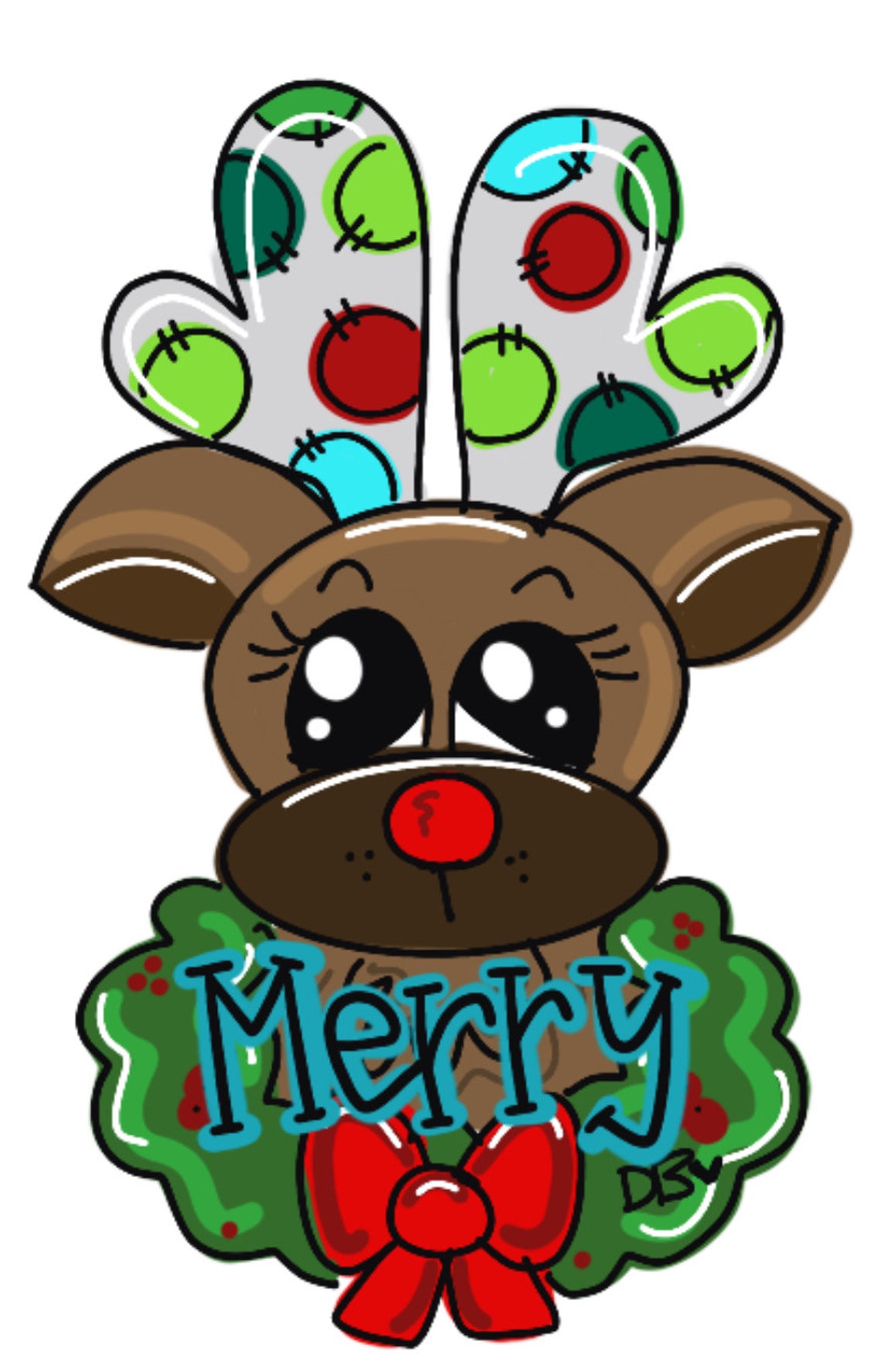 TEMPLATE: Red Nose Reindeer With Wreath Door Hanger Download - Etsy