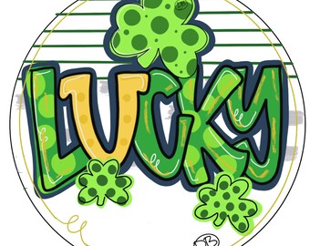 Percha de puerta redonda de la suerte del día de San Patricio - Decoración de puerta con trébol de la suerte - st pats - percha de puerta personalizada pintada a mano