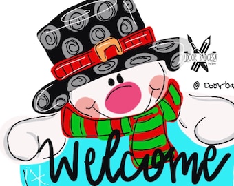 TEMPLATE: Snowman with Sign Door Hanger Download Template - Printable Template