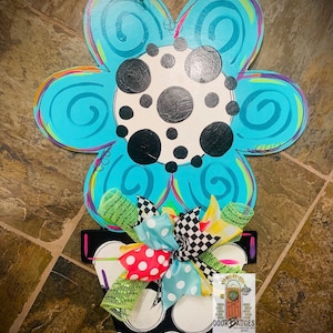 Flower door hanger, spring flower, summer flower wood cut out hand painted door hanger