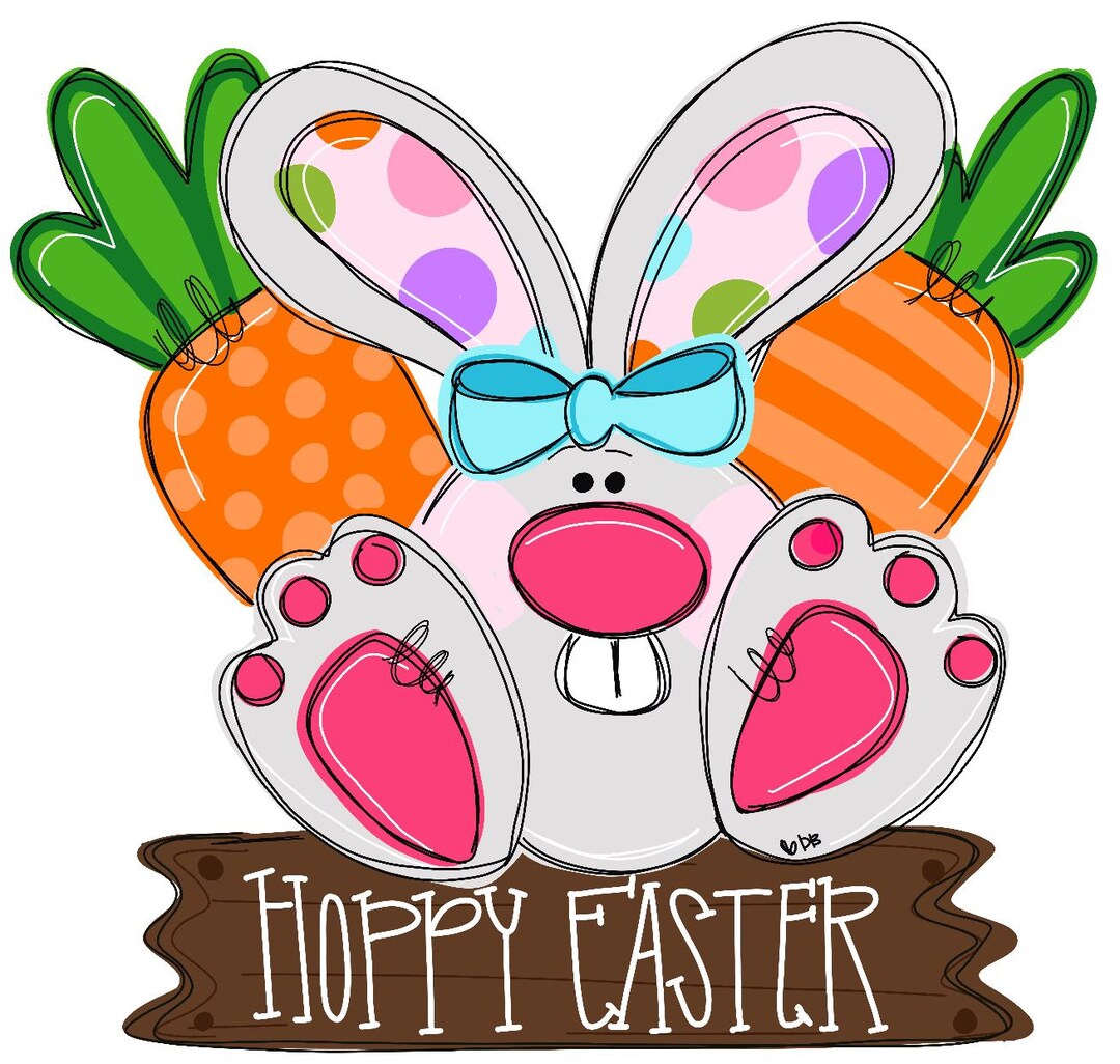 Easter Bunny Sign Door Hanger- Easter Carrots Door Decor - Spring ...