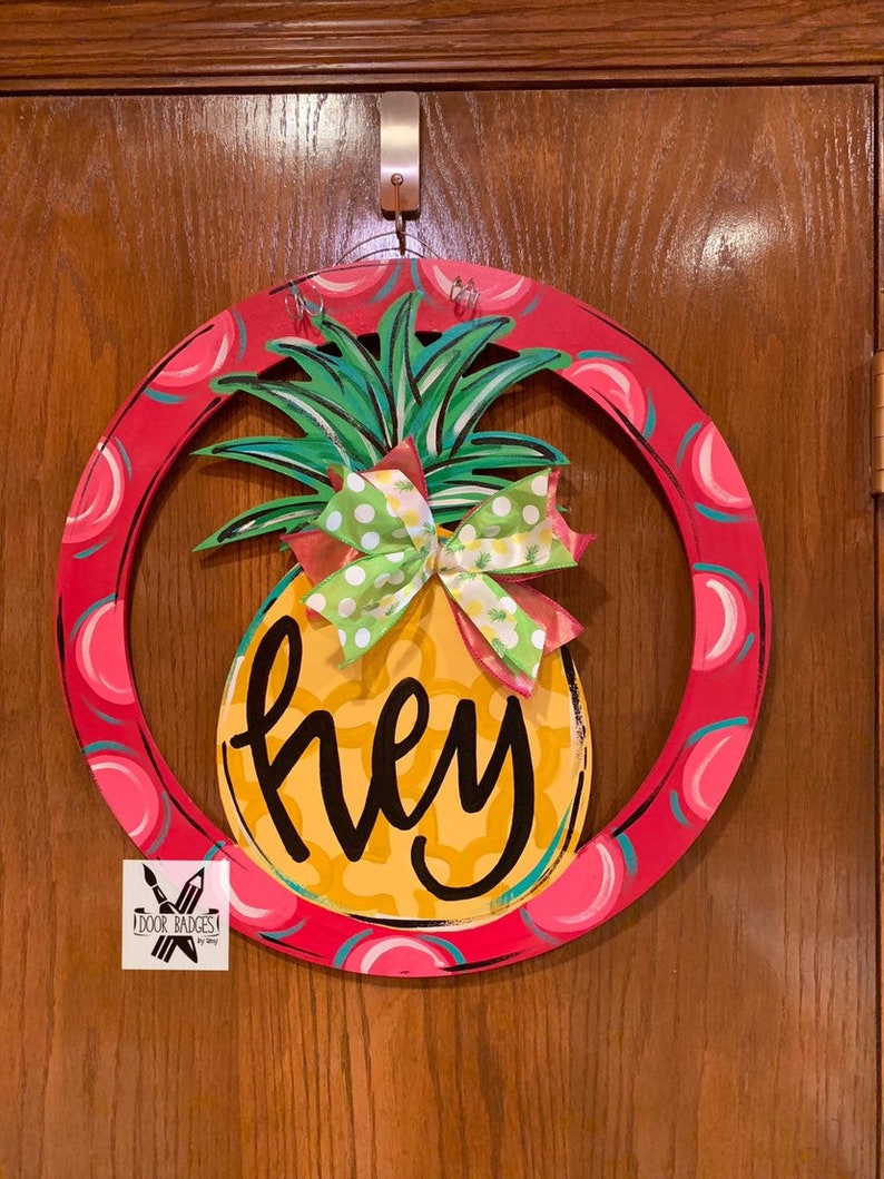Summer door Decor welcome wreath Pineapple Door Hanger spring summer hand painted personalized door hanger