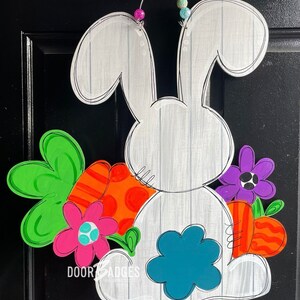 Easter Bunny Butt and Carrot Door Hanger - Bunny door Decor - Easter wreath - spring Easter egg hand painted personalized door hanger