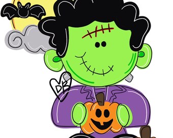 Halloween Frankenstein en pompoen deurhanger-Frankie deur decor-spooky-herfstkrans--handgeschilderd-pompoen deurhanger