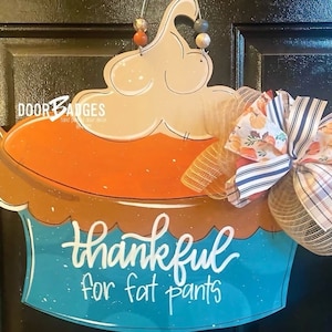 Fall Pumpkin Pie door hanger, Fall Door Decor, thanksgiving fall pumpkin hand painted door hanger