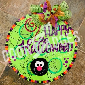 Halloween Spider Door Hanger - Colorful Halloween door Decor - welcome wreath - Fall hand painted personalized door hanger