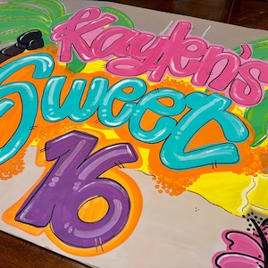 Birthday tropical Kraft Banner - Hand Painted Party Banners - Kraft Party Decorations - Birthday Sign - Posters