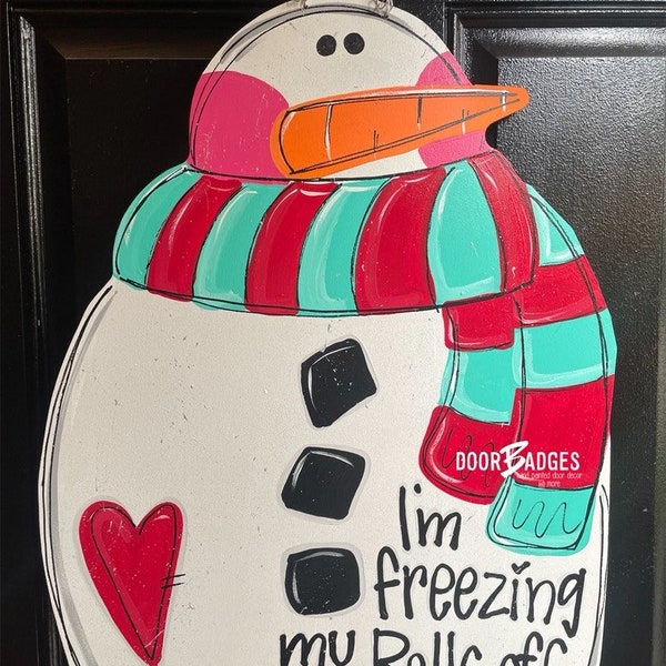 Snowman Bells Winter Door Hanger - Freezing Christmas Door Decor - Christmas Gift - Holiday Decor