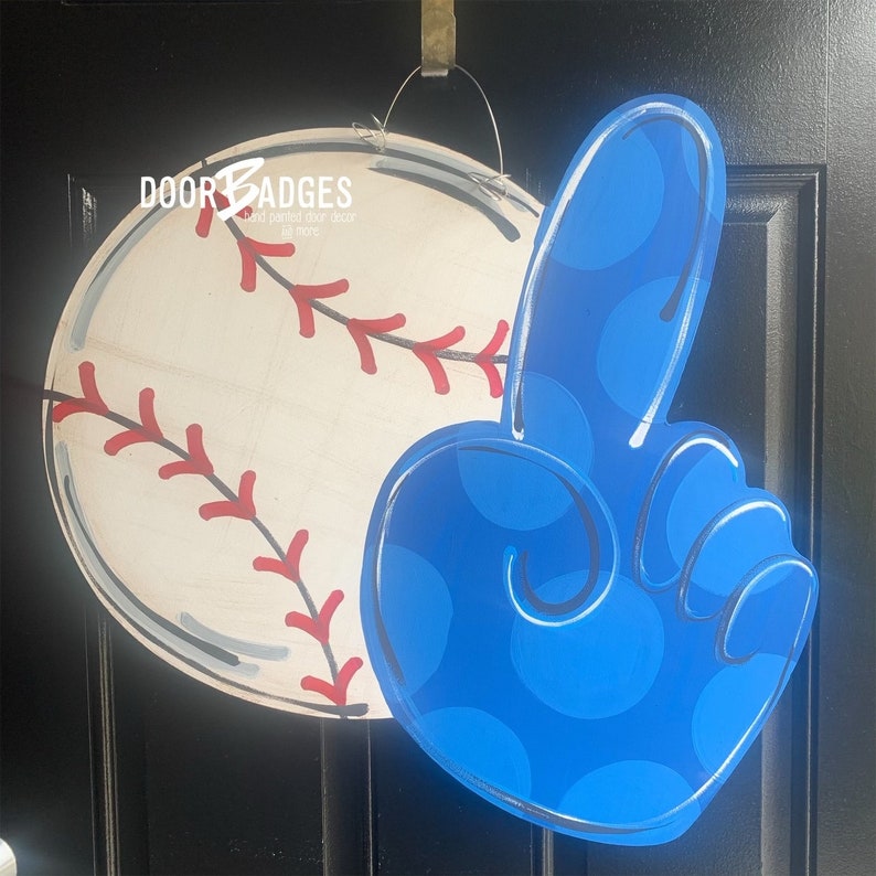 hand painted door sports door signs softball door hanger sports door hanger Foam Finger door hanger Baseball door hanger