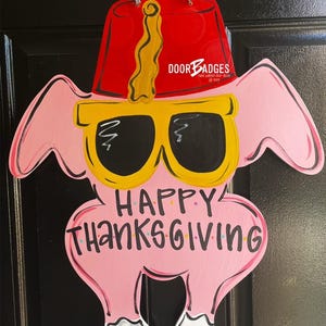 Thanksgiving Turkey door hanger, Autumn, Fall, Happy Thanksgiving Turkey wood cut out hand painted door hanger