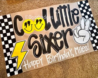 Pancarta de cumpleaños de papel kraft - Pancartas de fiesta pintadas a mano - Pancarta de cumpleaños para niño - Carteles de fiesta de papel marrón