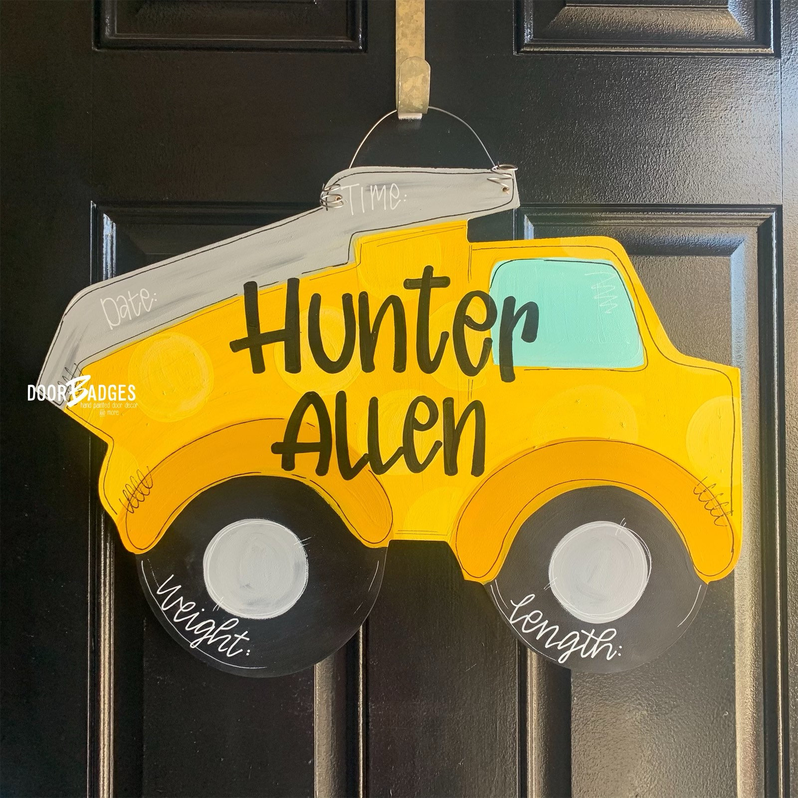 Baby Announcement Door Hanger Baby Boy Construction Dump Etsy