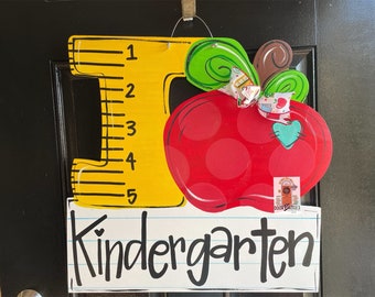 School Classroom Door Hanger - Elementary school - teacher gift wood cut out hand painted personalized door hanger