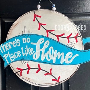 Baseball door hanger with Banner - Softball - sports door hanger, sports door signs, softball door hanger, hand painted door