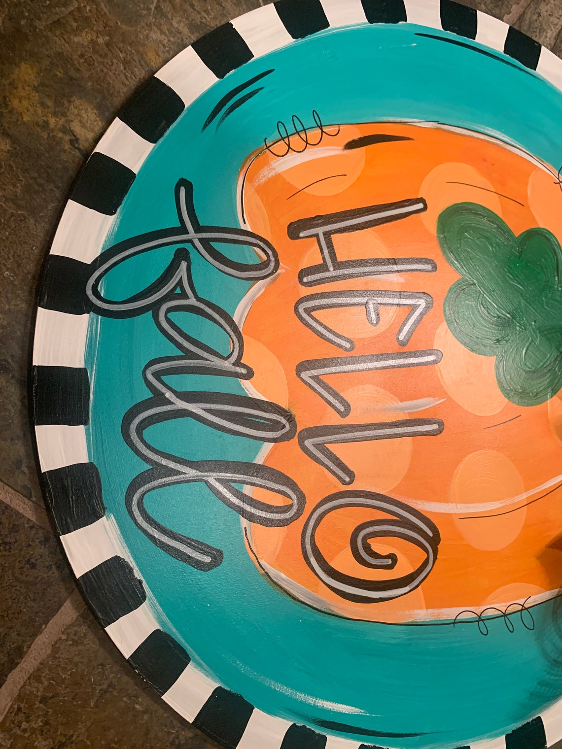 Fall Pumpkin Door Hanger Hello Fall Pumpkin Decor Fall Etsy