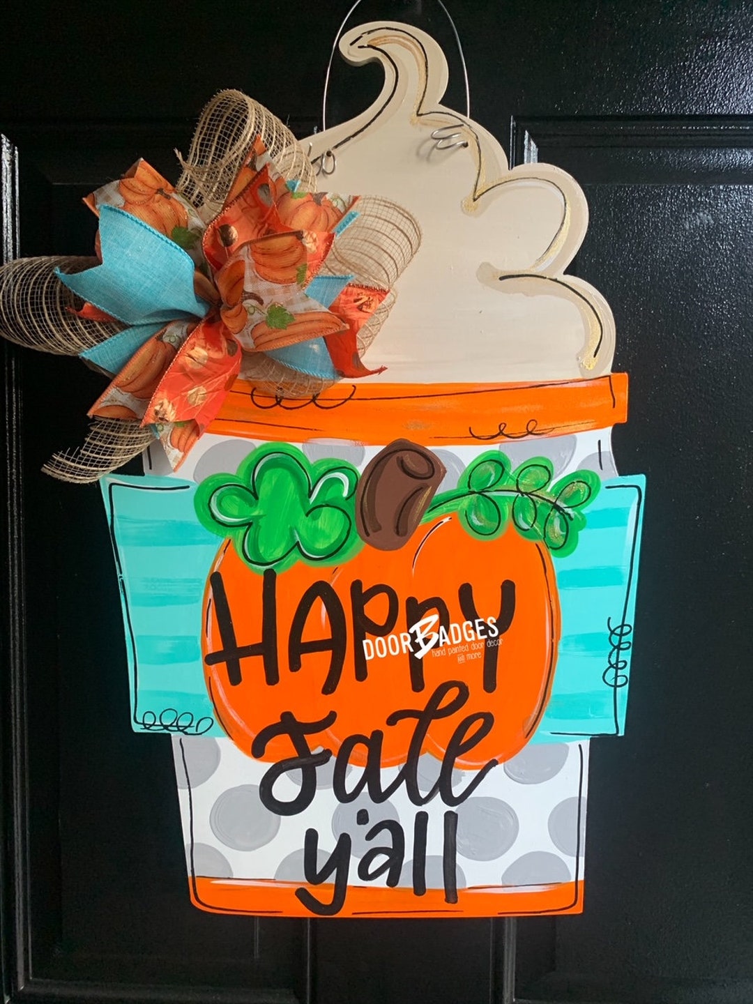 Pumpkin Spice Latte Door Hanger - Fall Door Decor - Autumn Wreath ...