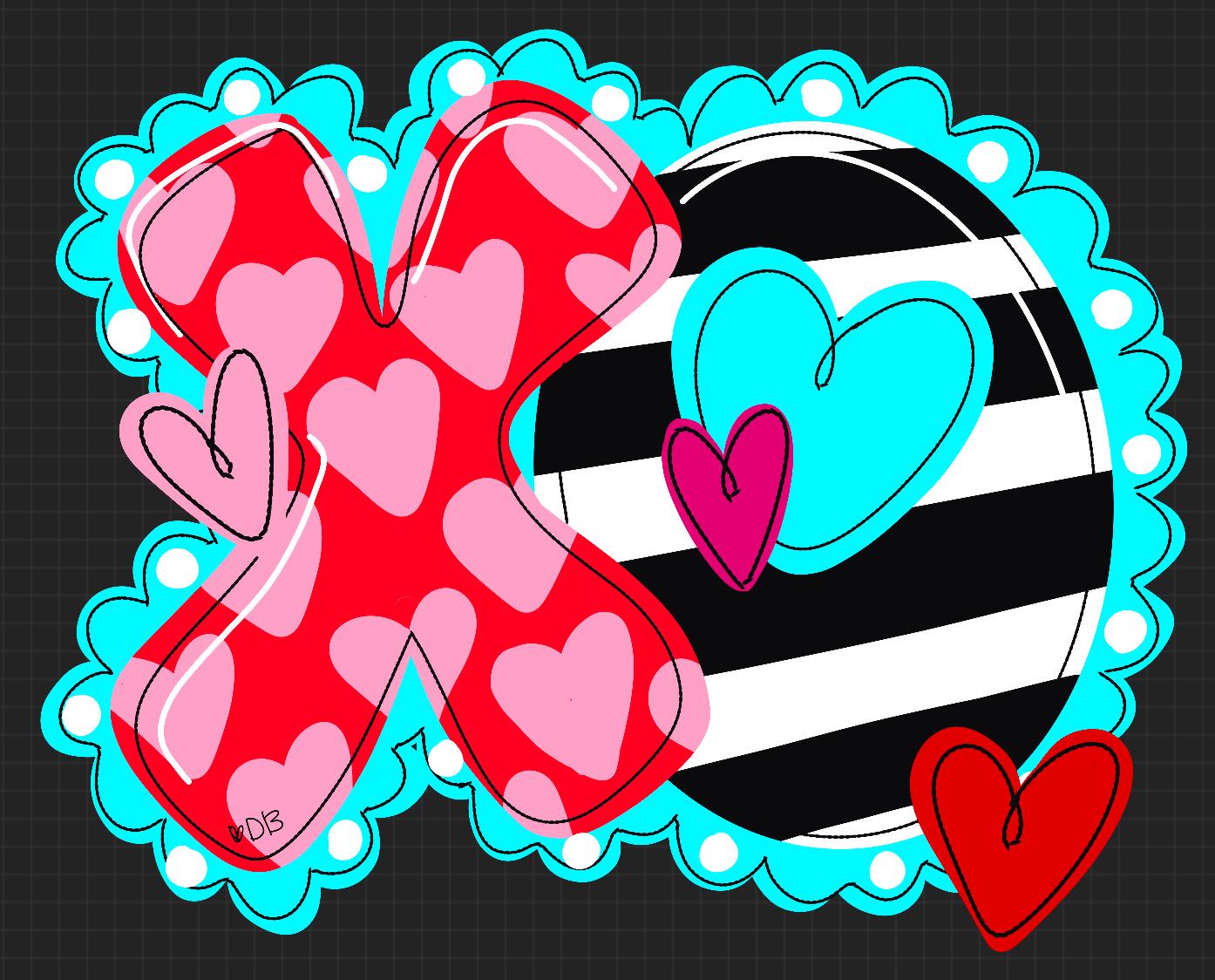 Valentine XO Door Hanger - Valentines Day Door Decor - Valentine