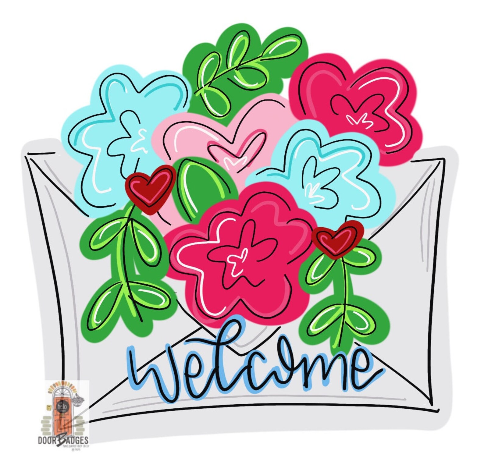 TEMPLATE Flowers in Envelope Door Hanger Download Template Etsy