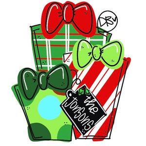 TEMPLATE: Christmas Presents Trio Door Hanger Download Template - Printable Template