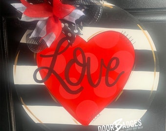 Valentine Heart Door Hanger - Valentines Day door Decor - valentine wreath - love hand painted personalized door hanger