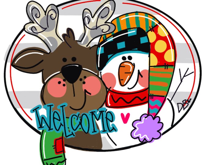 TEMPLATE: Reindeer and Snowman Door Hanger Template Printable Template ...