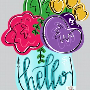 SZABLON: Hello Flower Vase Door Hanger Pobierz szablon - Szablon do wydruku