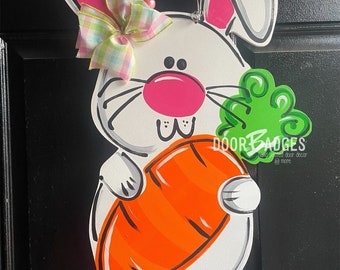 Easter Door Hanger - easter carrot Bunny door Decor - bunny wreath - spring Easter egg hand painted personalized door hanger