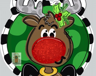 TEMPLATE: Red Nose Reindeer Door Hanger Download Template - Printable Template